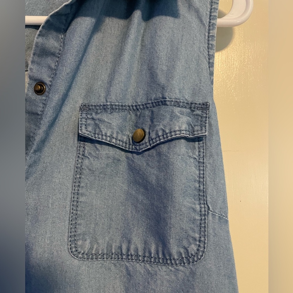 Talbots Button Down Denim Sleeveless Dress Size 6 Coastal Cowgirl Preppy Western - Picture 4 of 9